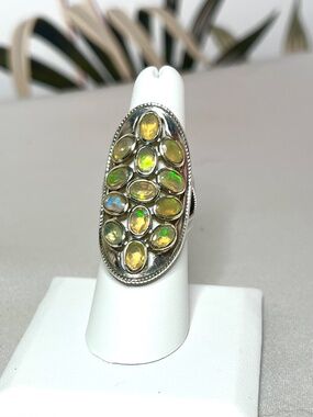 Astonishing Ethiopian Opal 925 Sterling Silver Statement Ring
